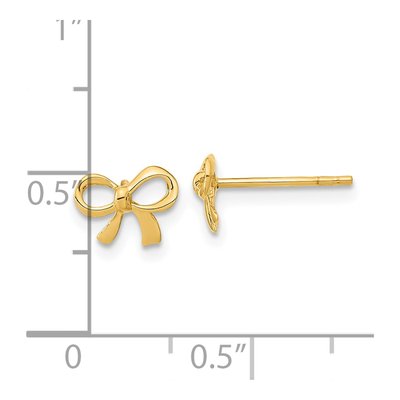 14K Yellow Gold Bow Stud Earrings – view 5
