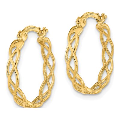 14K Yellow Gold 18mm Filigree Hoop Earrings – view 3