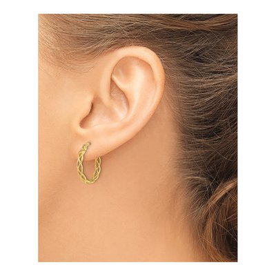 14K Yellow Gold 18mm Filigree Hoop Earrings – view 4