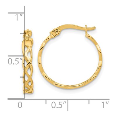 14K Yellow Gold 18mm Filigree Hoop Earrings – view 5