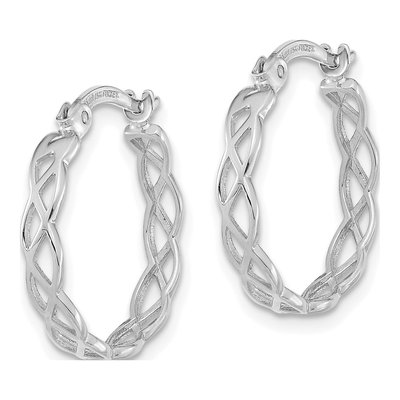 14K White Gold 18mm Filigree Hoop Earrings – view 3