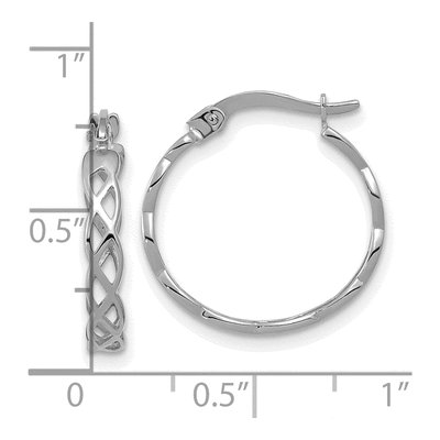 14K White Gold 18mm Filigree Hoop Earrings – view 5