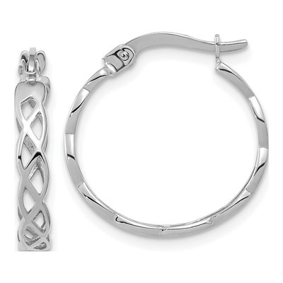 14K White Gold 18mm Filigree Hoop Earrings