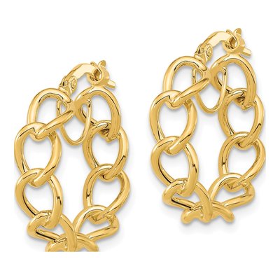 14K Yellow Gold 21mm Cable Link Hoop Earrings – view 3
