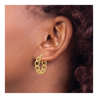 14K Yellow Gold 21mm Cable Link Hoop Earrings – view 4