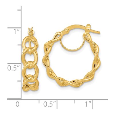 14K Yellow Gold 21mm Cable Link Hoop Earrings – view 5