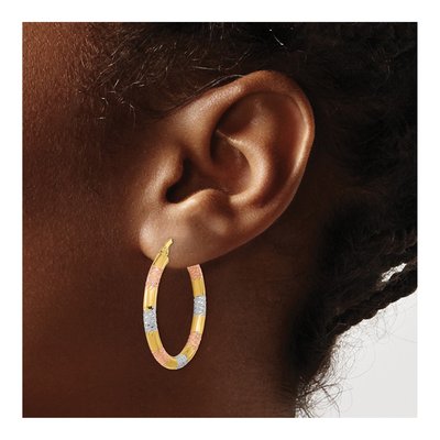 14K Yellow Gold 30mm Diamond-Cut Hoop Earrings – view 4