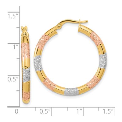 14K Yellow Gold 30mm Diamond-Cut Hoop Earrings – view 5