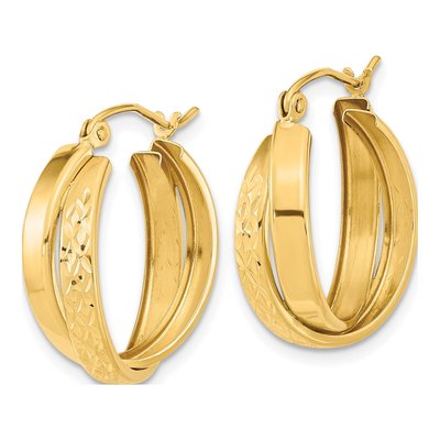 14K Yellow Gold 22mm Diamond-Cut Twist Hoop Earrings – view 2