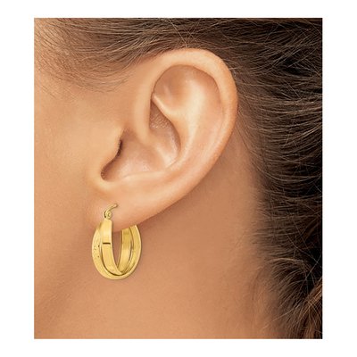 14K Yellow Gold 22mm Diamond-Cut Twist Hoop Earrings – view 3