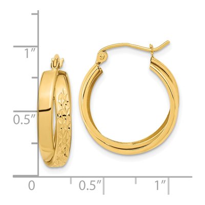 14K Yellow Gold 22mm Diamond-Cut Twist Hoop Earrings – view 4