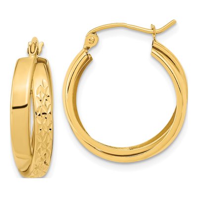 14K Yellow Gold 22mm Diamond-Cut Twist Hoop Earrings