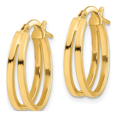 14K Yellow Gold Double Hoop Earrings – view 3
