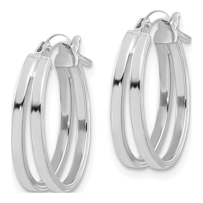 14K White Gold Double Hoop Earrings – view 2