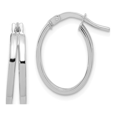 14K White Gold Double Hoop Earrings