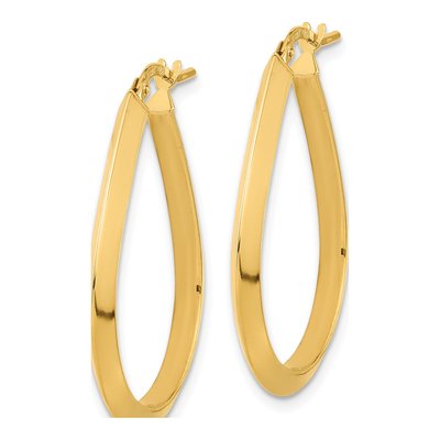 14K Yellow Gold Knife-Edge Teardrop Hoop Earrings – view 2