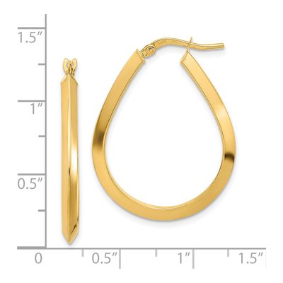 14K Yellow Gold Knife-Edge Teardrop Hoop Earrings – view 4