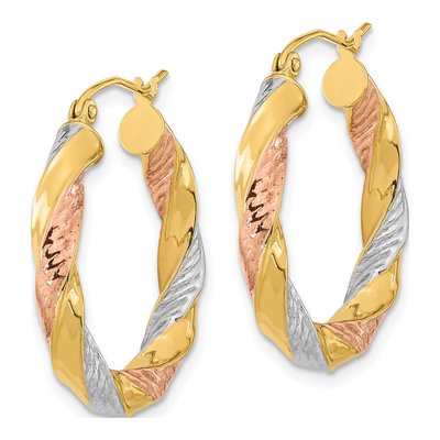 14K Yellow Gold 26mm Twist Hoop Earrings – view 2
