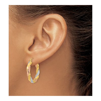 14K Yellow Gold 26mm Twist Hoop Earrings – view 3