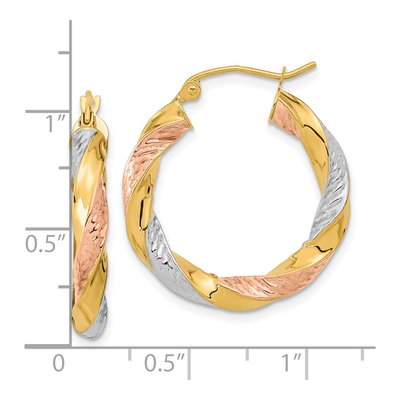14K Yellow Gold 26mm Twist Hoop Earrings – view 4