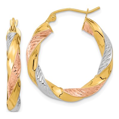 14K Yellow Gold 26mm Twist Hoop Earrings