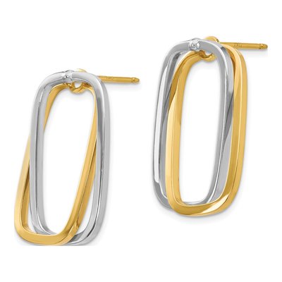 14K Two-Tone Gold Versatile Rectangle Dangle Earrings – view 2