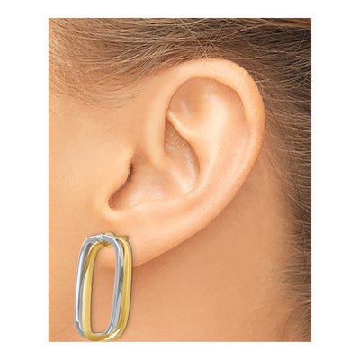 14K Two-Tone Gold Versatile Rectangle Dangle Earrings – view 3