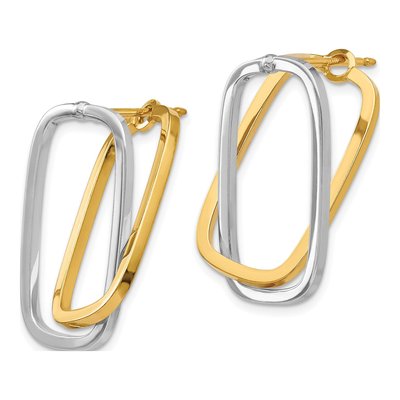 14K Two-Tone Gold Versatile Rectangle Dangle Earrings – view 4