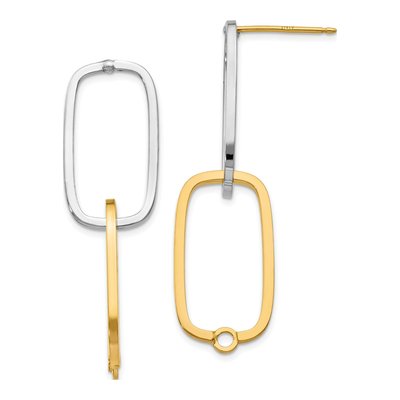 14K Two-Tone Gold Versatile Rectangle Dangle Earrings – view 5