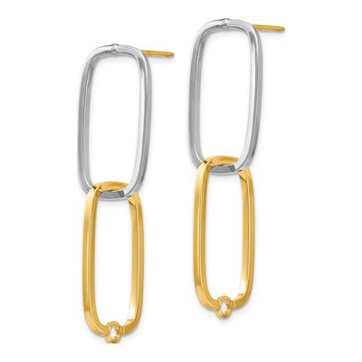 14K Two-Tone Gold Versatile Rectangle Dangle Earrings – view 6