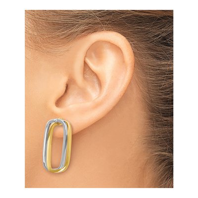 14K Two-Tone Gold Versatile Rectangle Dangle Earrings – view 7