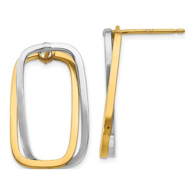14K Two-Tone Gold Versatile Rectangle Dangle Earrings