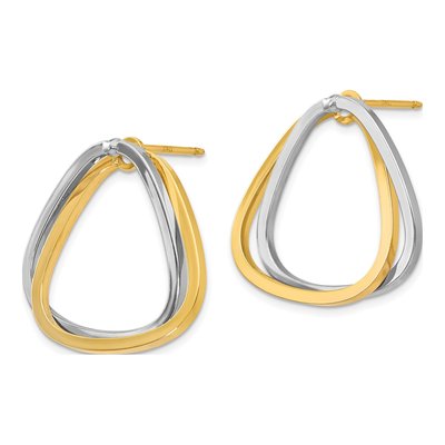 14K Two-Tone Gold Fancy Versatile Triangle Dangle Earrings – view 2