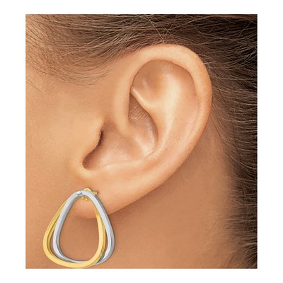14K Two-Tone Gold Fancy Versatile Triangle Dangle Earrings – view 3