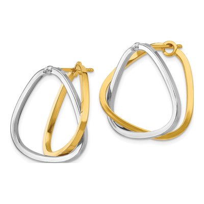 14K Two-Tone Gold Fancy Versatile Triangle Dangle Earrings – view 4