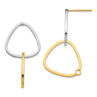 14K Two-Tone Gold Fancy Versatile Triangle Dangle Earrings – view 5
