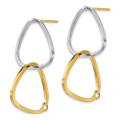 14K Two-Tone Gold Fancy Versatile Triangle Dangle Earrings – view 6