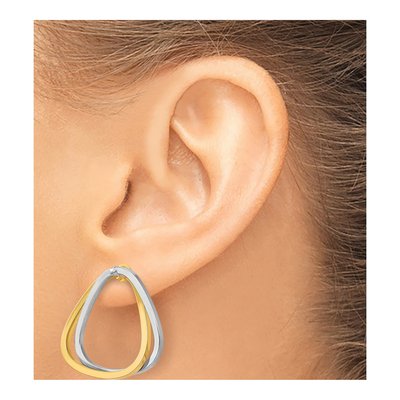 14K Two-Tone Gold Fancy Versatile Triangle Dangle Earrings – view 7
