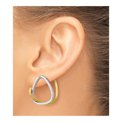 14K Two-Tone Gold Fancy Versatile Triangle Dangle Earrings – view 8