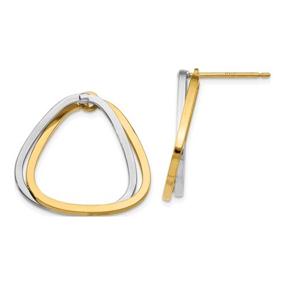 14K Two-Tone Gold Fancy Versatile Triangle Dangle Earrings