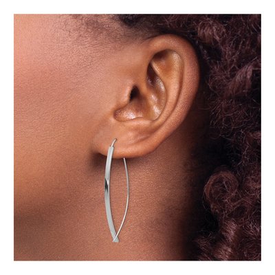 14K White Gold Square Tube Threader Earrings – view 4