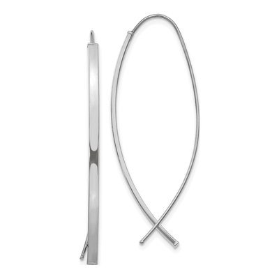 14K White Gold Square Tube Threader Earrings