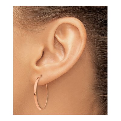 14K Rose Gold 27mm Wire Hoop Earrings – view 3