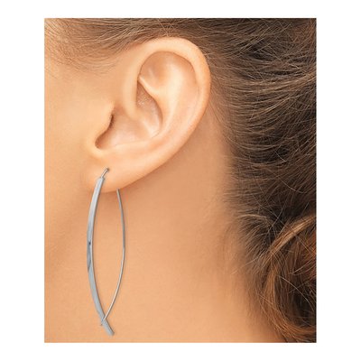 14K White Gold Square Tube Threader Earrings – view 4