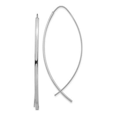14K White Gold Square Tube Threader Earrings