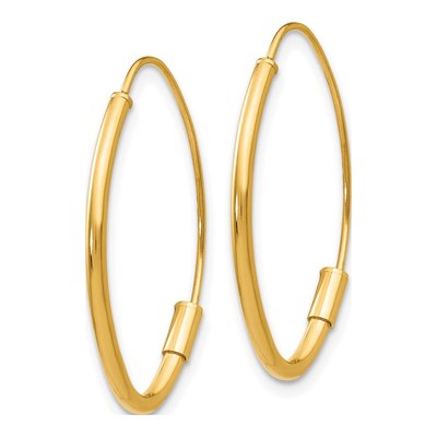 14K Yellow Gold 25mm Oval Hoop Earrings – view 2