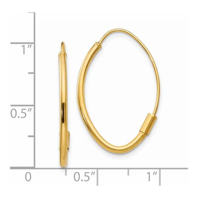 14K Yellow Gold 25mm Oval Hoop Earrings – view 3