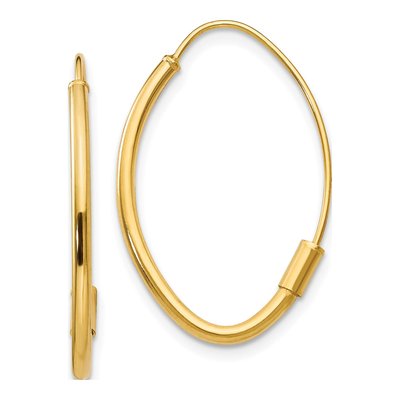 14K Yellow Gold 25mm Oval Hoop Earrings