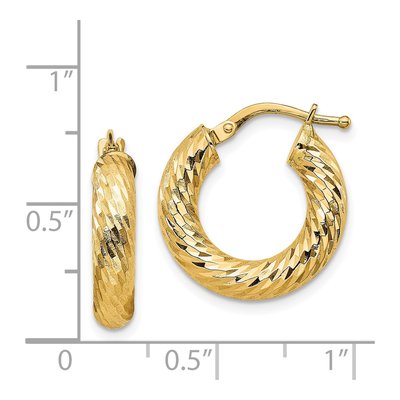 14K Yellow Gold 18mm Diamond-Cut Hoop Earrings – view 5