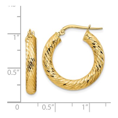14K Yellow Gold 22mm Diamond-Cut Hoop Earrings – view 4